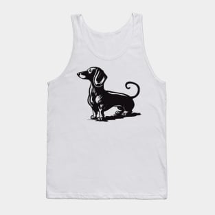 Stick figure dash hound dog in black ink Tank Top